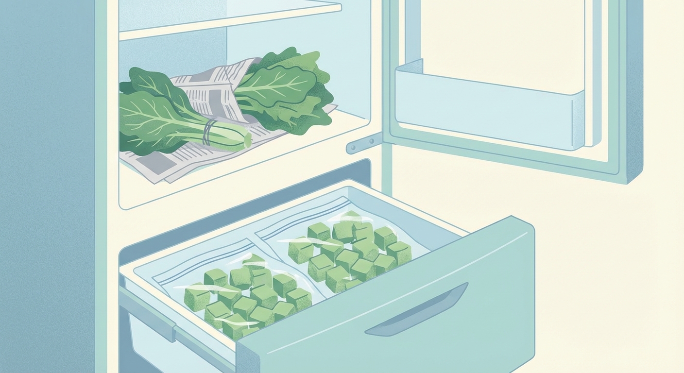 신문지에 감싸 냉장 보관하고 데쳐서 냉동하는 봄나물