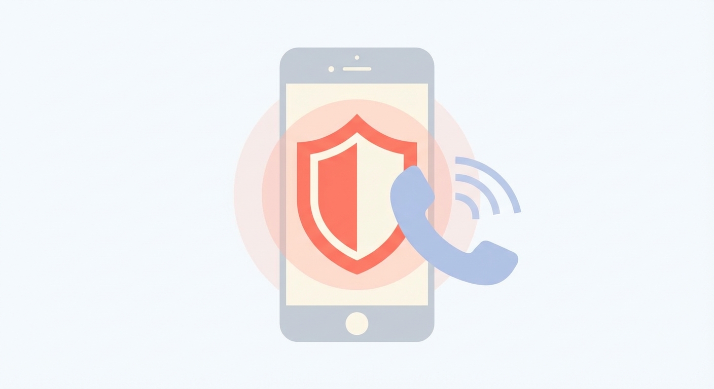 스팸 전화를 차단하는 보호막 개념 일러스트