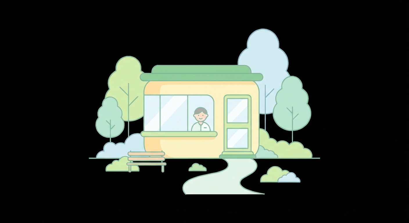 동네 건강검진 의원 외관 일러스트