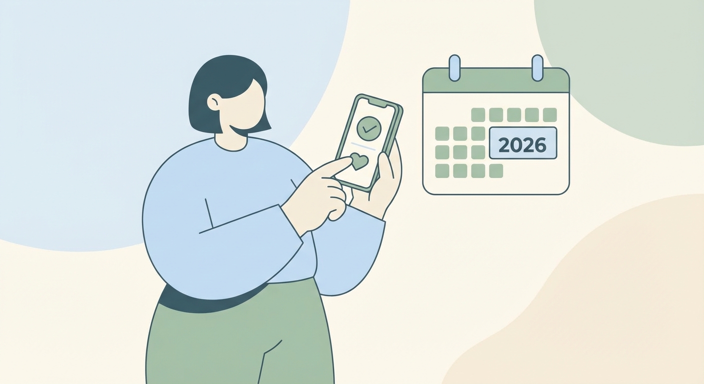 스마트폰 앱으로 건강검진 대상자를 확인하는 모습