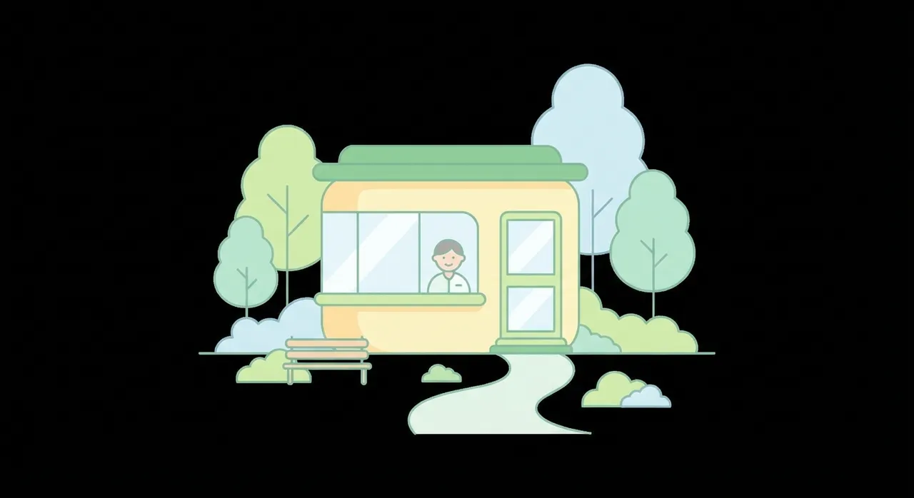 동네 건강검진 의원 외관 일러스트