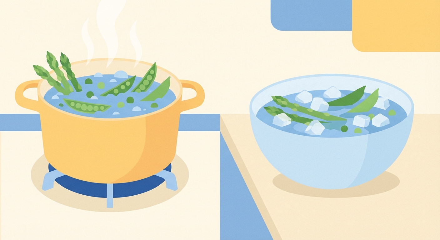 봄나물을 데치고 냉동 보관하는 과정